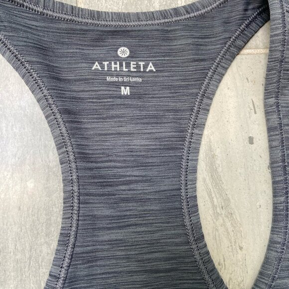 Athleta Shadow Stripe Chi Racerback Tank Top Gray Size Medium - Picture 3 of 10